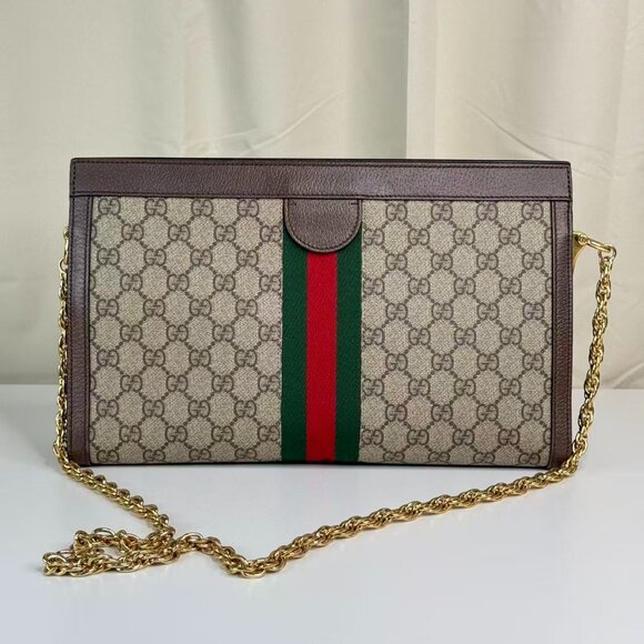 Gucci GG Logo Supreme Large Ophidia Large Shoulder Bag with Iconi Chian - Picture 3 of 10